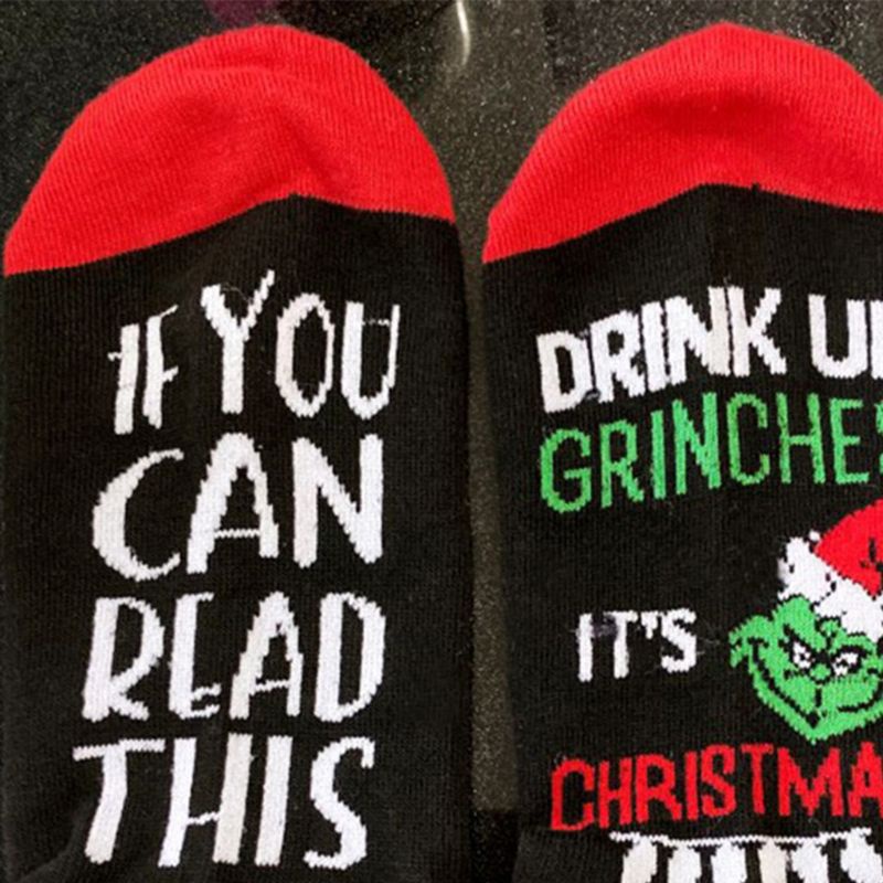 Youyo Vớ Cotton In Chữ If You Can Read This Drink Up Phong Cách Giáng Sinh Vui Nhộn Mới Lạ Cho Nam Và Nữ Hosie