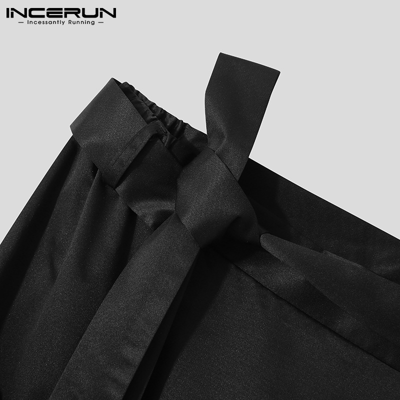 INCERUN Quần Dài Dáng Rộng Phối Dây Nịt In Họa Tiết Độc Đáo Thời Trang Mùa Hè Cho Nam