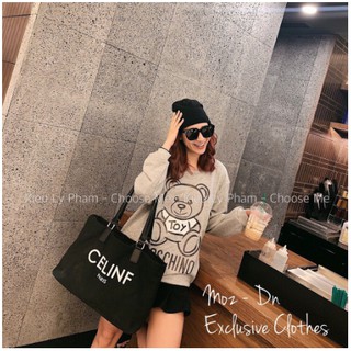 ÁO NỈ DA CÁ MOSCHINO GẤU XÁM