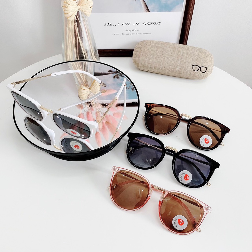 Mắt Kính Thời Trang Form Tròn Con Ong Tròng Polarized 8271 598 Phong Cách Hàn Quốc - Hazo