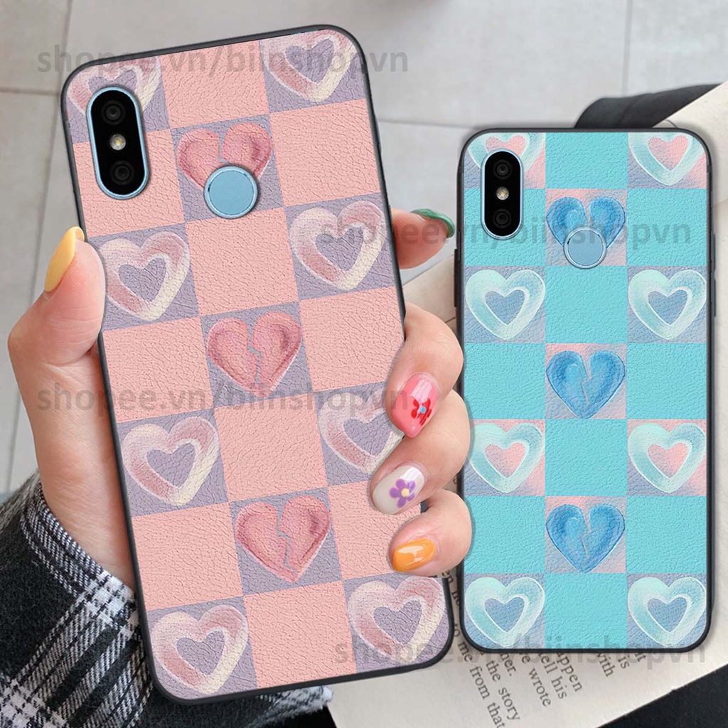 Ốp Xiaomi Redmi 6 Pro / Mi A2 Lite caro trái tim nhiều màu sắc, đầy cá tính, khẳng định phong cách