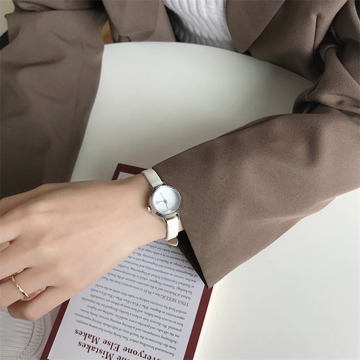 Đồng hồ nữ đeo tay dây da chính hãng mặt tròn chống nước giá rẻ phong cách Hàn Quốc ulzzang vinatge BARSH BS02