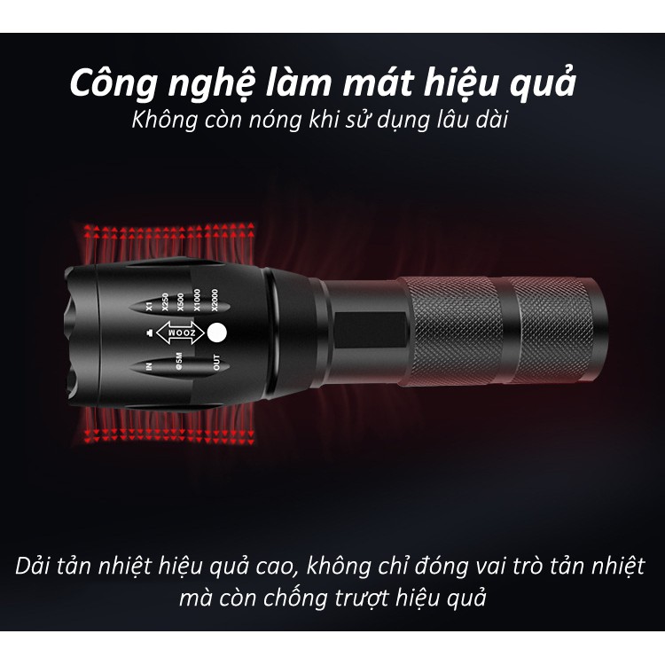 Bán Đèn Pin XML-T6 Siêu Sáng  Hàng Chuẩn Giá Rẻ Tại Kho Tiết Kiệm Điện,Thiết Kế Nhỏ Gọn Tiện Lợi, Bảo Hành Uy Tín 6 Thán