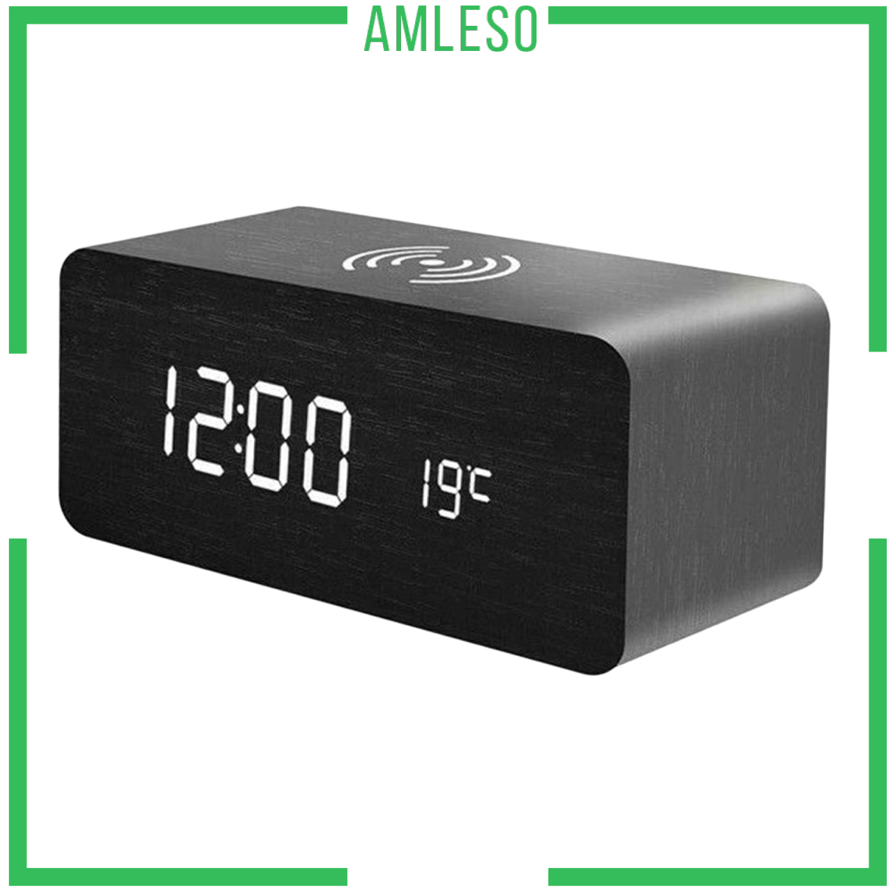 Digital Alarm Clock &amp; Wooden Electronic LED Time Display Temperature Detect