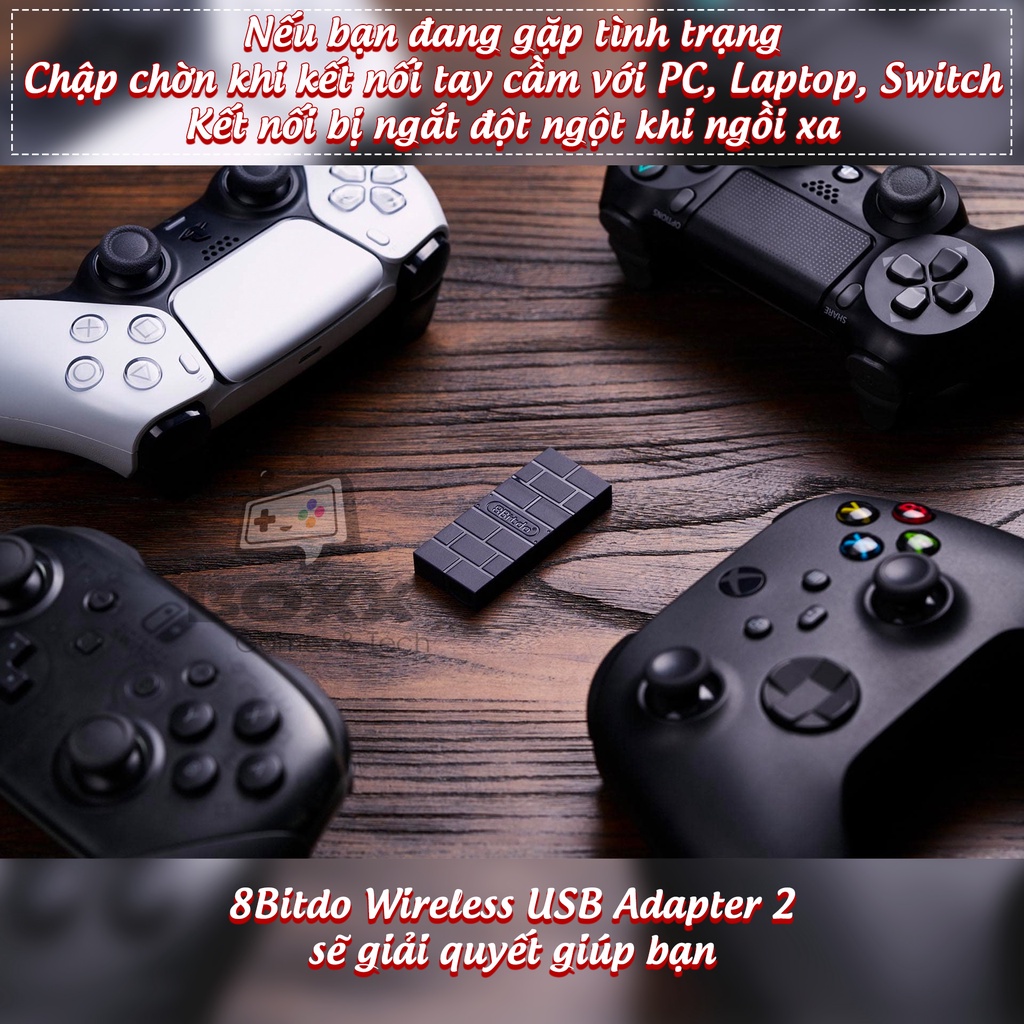 8BitDo USB Wireless Adapter 2 - Dùng cho Nintendo Switch, Windows, Mac, Xbox, PS4