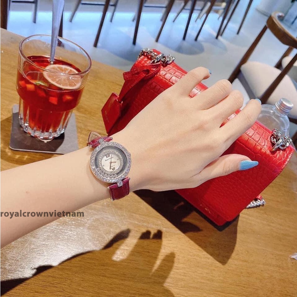 Đồng Hồ Nữ Royal Crown 3628 Dây Da Tím Chính Hãng Chống Nước Chống Xước