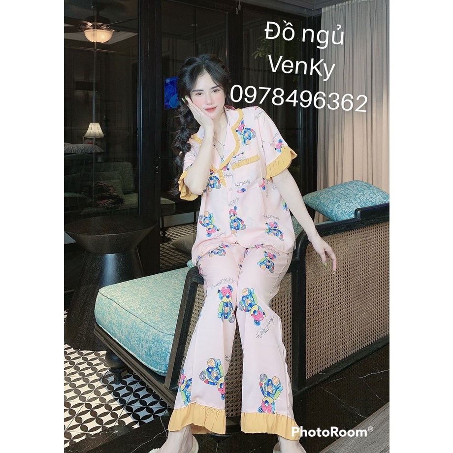 Đồ bộ nữ dễ thương pijama tay ngắn quần dài lụa ngủ mặc nhà cao cấp VENKY