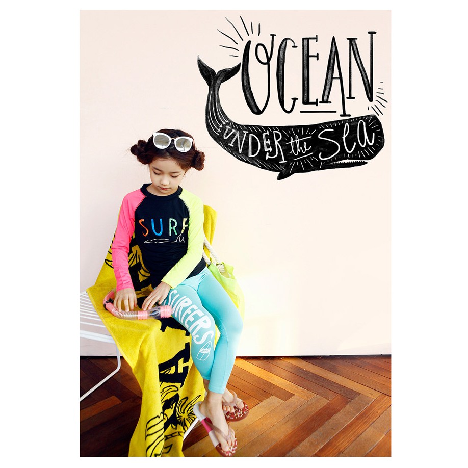 Đồ bơi tay dài giúp chống tia UV an toàn cho bé gái