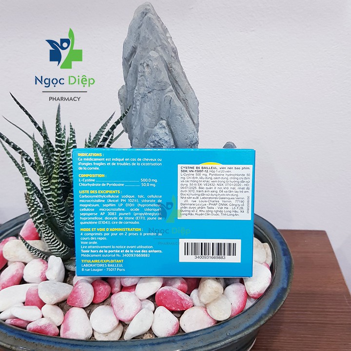 CystineB6 hỗ trợ rụng tóc và loạn dưỡng móng Hộp 1 vỉ /20 viên nhập khẩu chính hãng