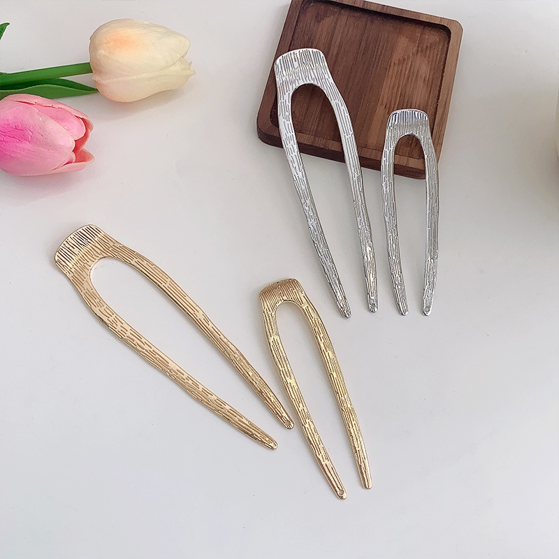 Dây Buộc Tóc Kim Loại Hình Chữ U Đơn Giản Cổ Điển Thời Trang Cho Nữ