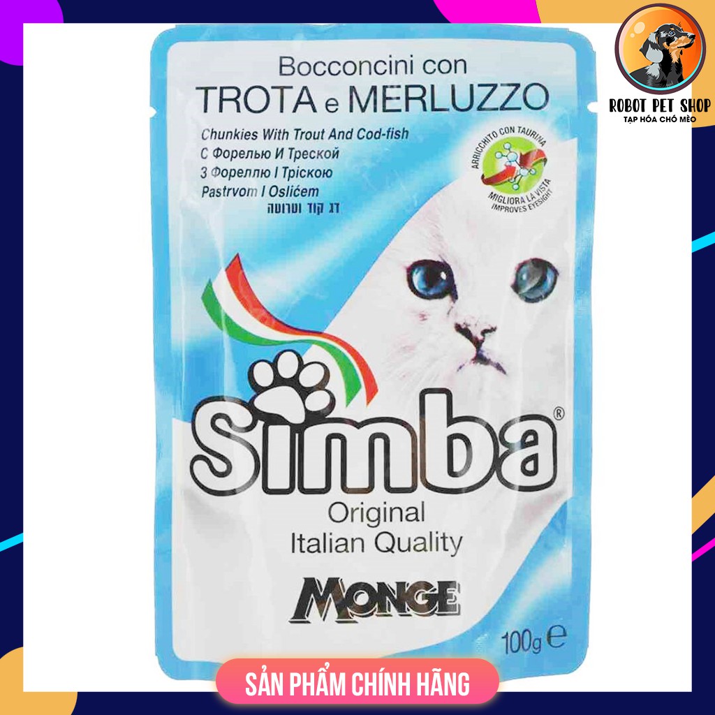 [Mã PET50K giảm Giảm 10% - Tối đa 50K đơn từ 250K] Thức ăn ướt cho mèo giá rẻ SIMBA POUCH - ROBOT PETSHOP