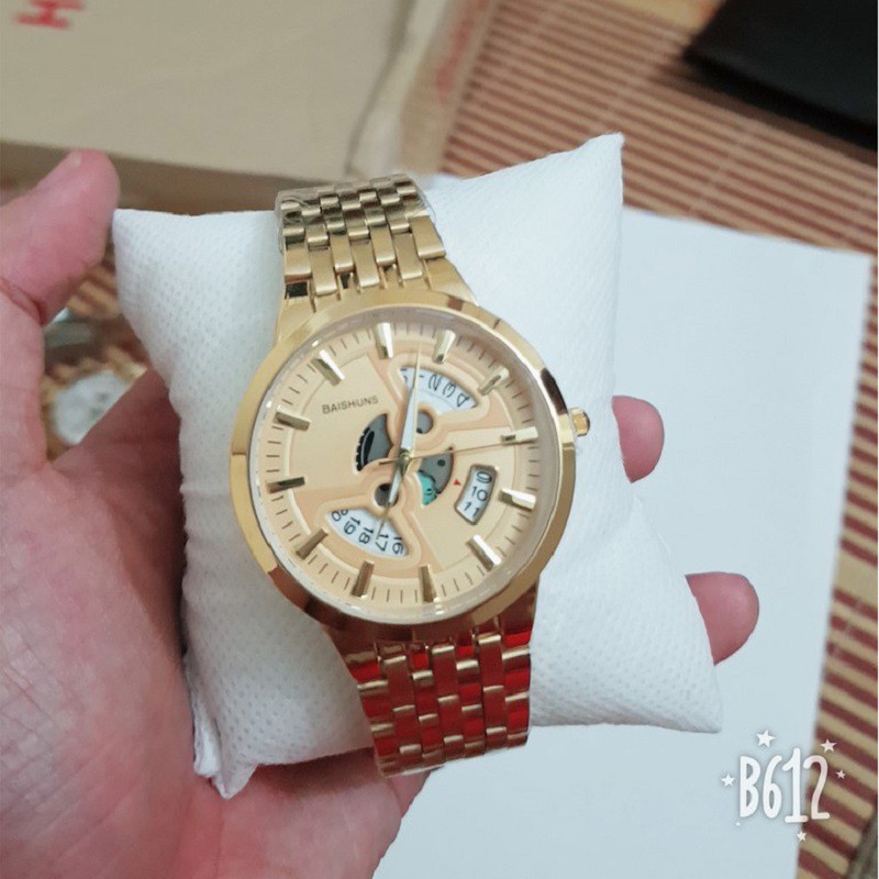 Đồng Hồ Nam Baishuns Dây Kim Loại Giả Cơ Khung Thép Cao Cấp | BigBuy360 - bigbuy360.vn