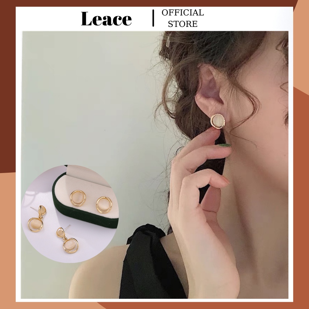 Bông tai khuyên tai hình tròn ẩn xà cừ phong cách Hàn Quốc ER012,030 Leace.accessories