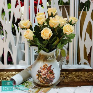 Hoa Giả Hoa Lụa - HOA HỒNG LAI AMERICAN BEAUTY Loại 1