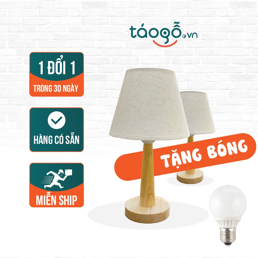 Đèn Ngủ Để Bàn Bằng Gỗ Tự Nhiên LED vàng dành cho đọc sách, phòng ngủ - www.taogo.vn