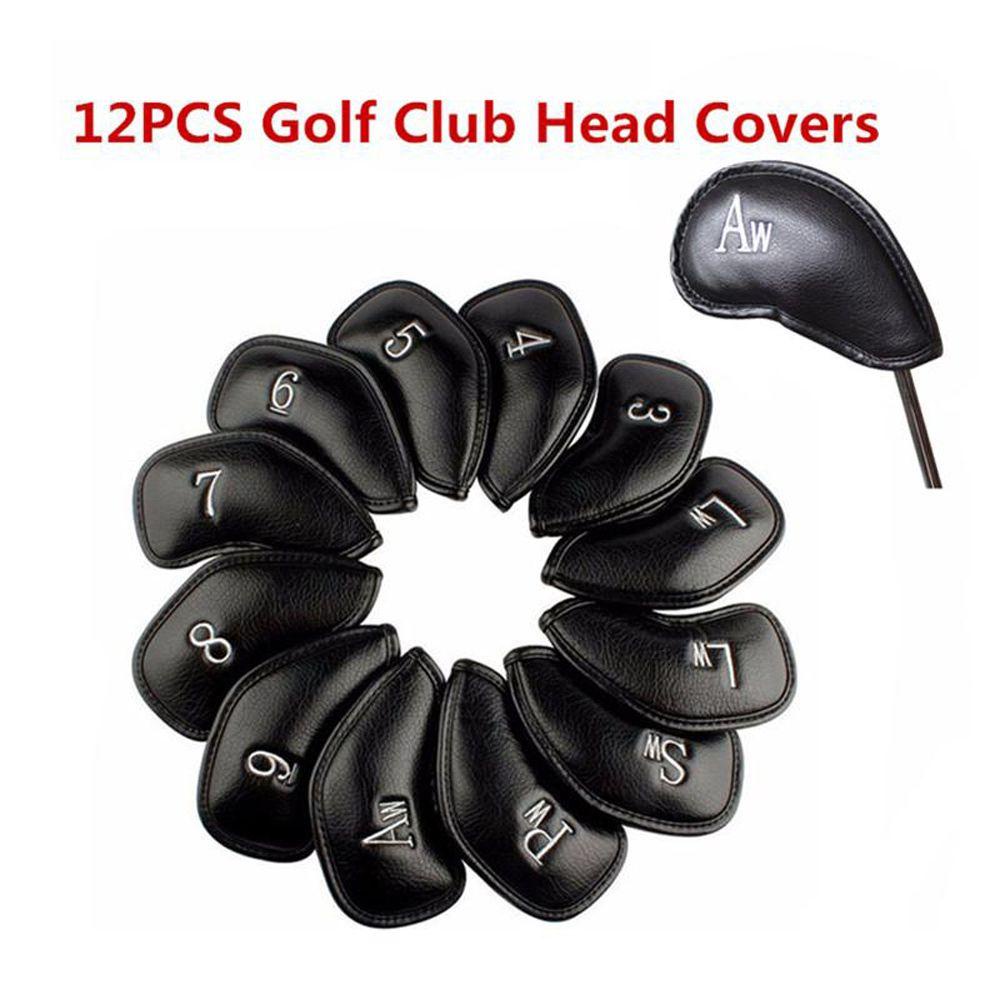 ELLSWORTH Set 12 Vỏ Bọc Bảo Vệ Đầu Gậy Đánh Golf Bằng Sắt Màu Đen