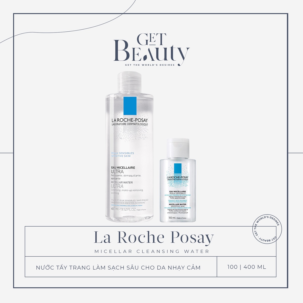 NƯỚC LÀM SẠCH SÂU VÀ TẨY TRANG CHO DA NHẠY CẢM LA ROCHE-POSAY MICELLAR WATER ULTRA SENSITIVE SKIN 100ML | 400ML (TRẮNG)