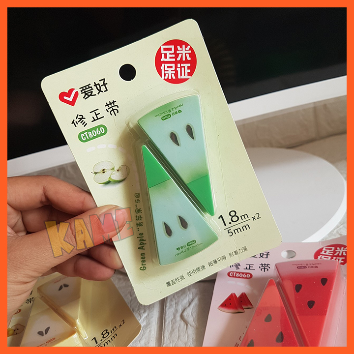 HCM - Bộ 2 bút xóa kéo miếng Dưa hấu Táo Lê mát lạnh trái cây