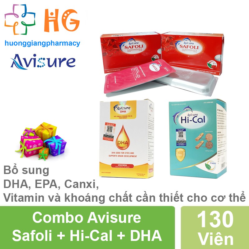 Combo Avisure Safoli + Avisure Hi-Cal + Avisure DHA - Bộ bà bầu, bổ sung vi chất toàn diện cho bà bầu