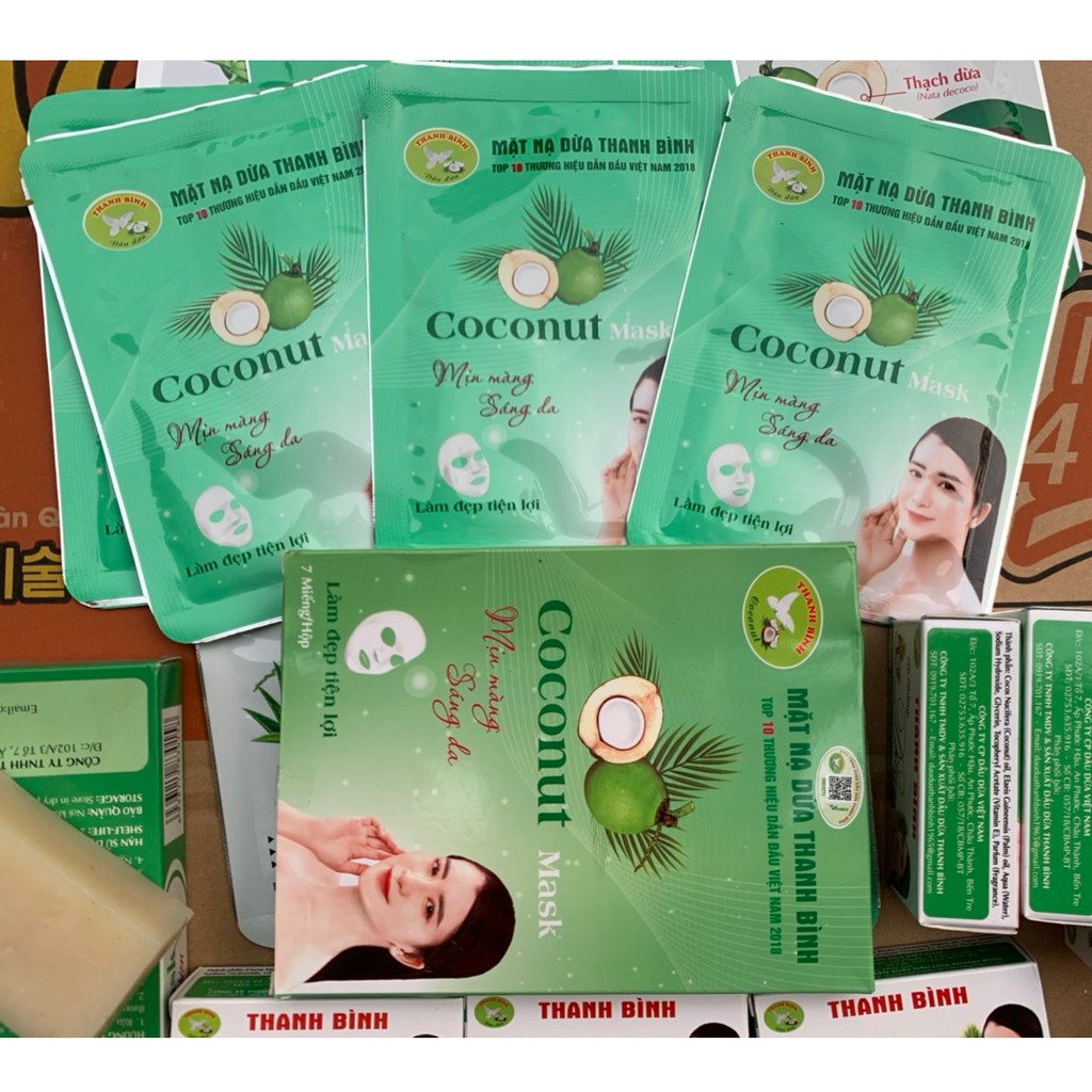 Hộp 7 miếng mặt nạ dừa Thanh Bình COCONUT MASK 100% thiên nhiên