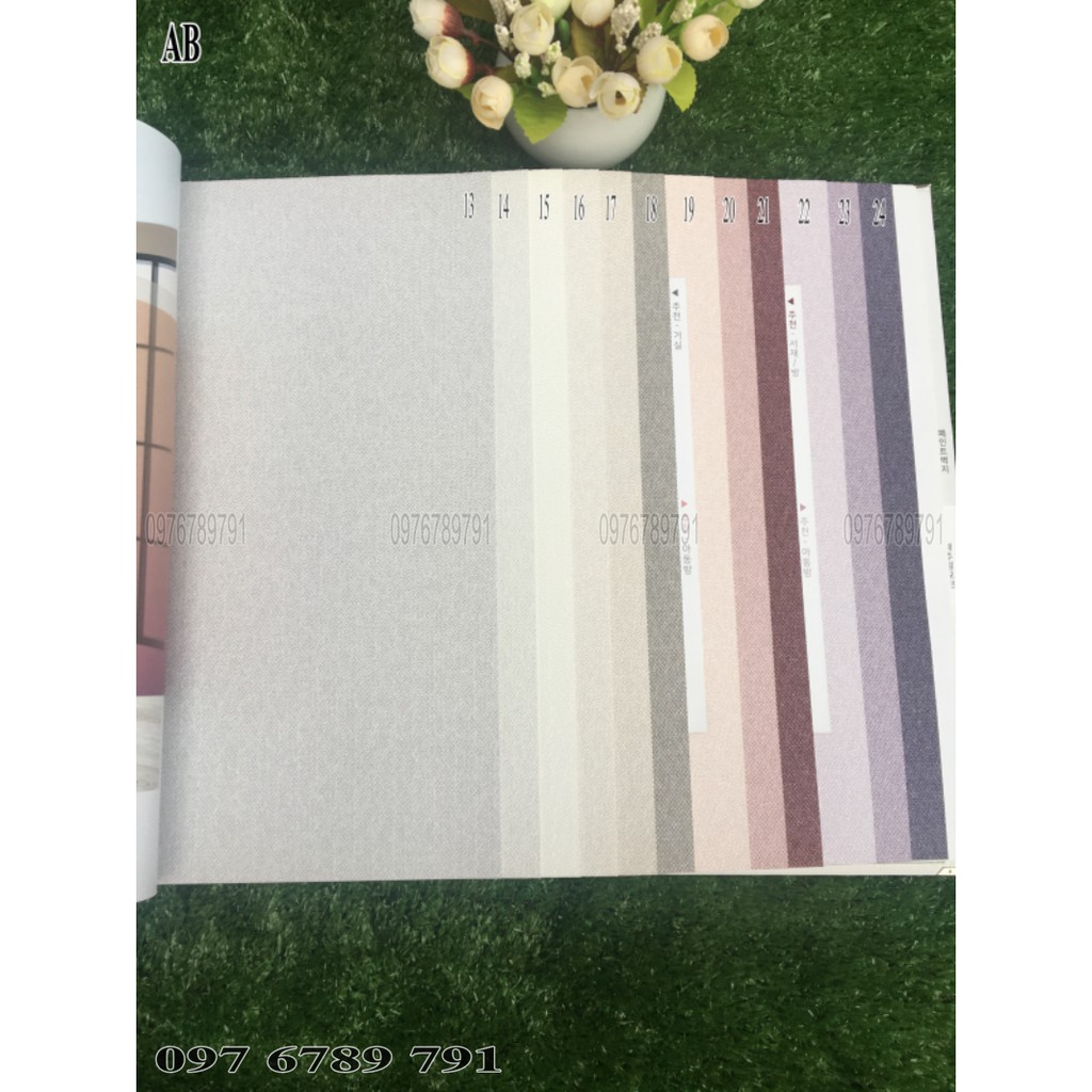 Giấy Dán Tường Hàn Quốc Vân Vải AB Cho Phòng Khách, Phòng Ngủ Lụa Không Keo Khổ 1.06 x 15.6m Màu Trắng, Hồng, Nâu, Xanh