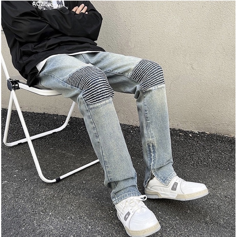 Quần jeans zipper G627 form ống suông , vải denim cao cấp