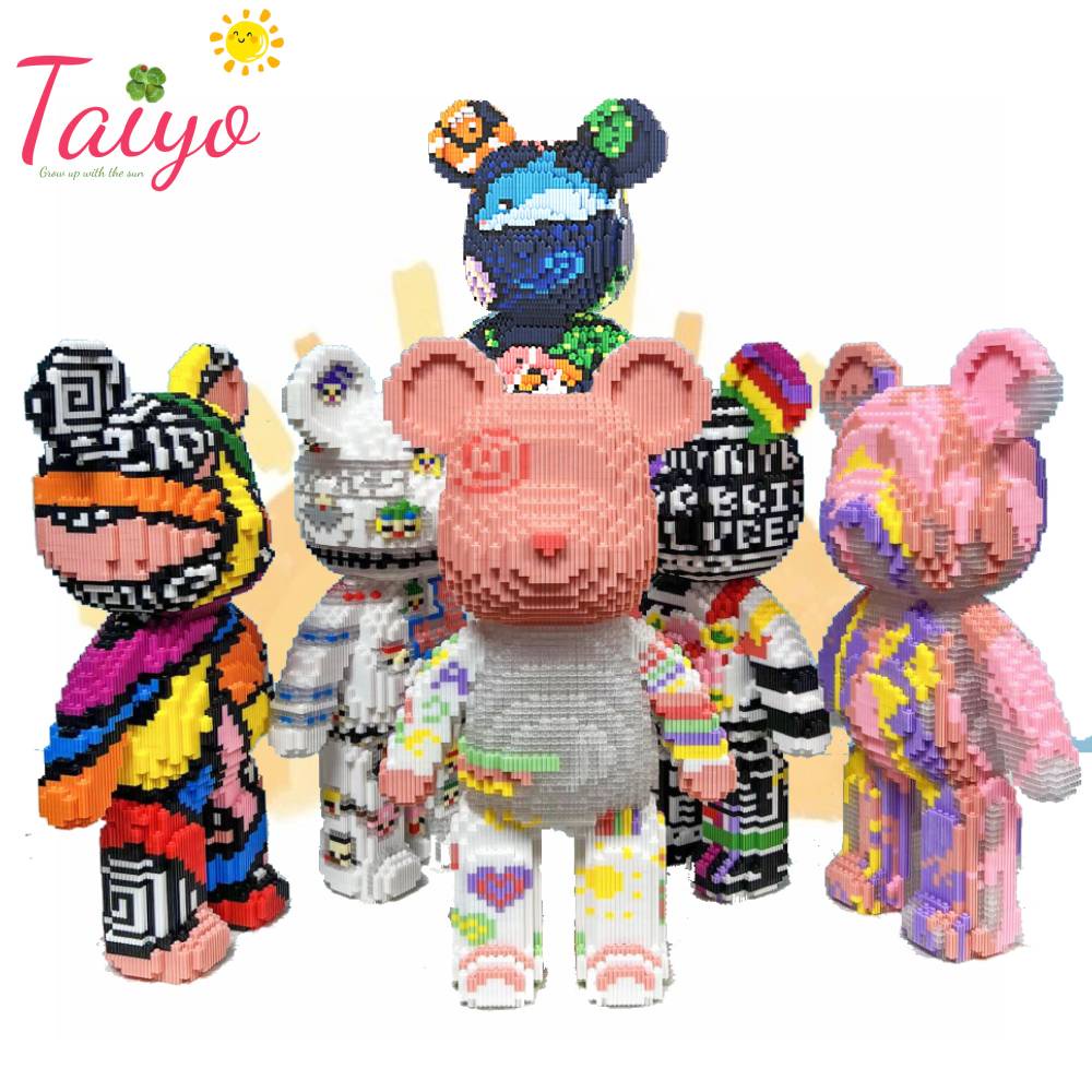 Xếp Hình Gấu Bearbrick Lego Lắp Ráp Mô Hình Bear Cỡ Lớn Đồ Decor Trang Trí Bàn Làm Việc, Quà Tặng Nhựa ABS