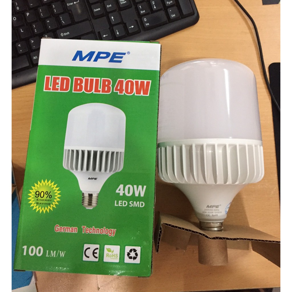 Bóng Đèn Led 40W Bulb MPE THÂN NHÔM SÁNG TRẮNG