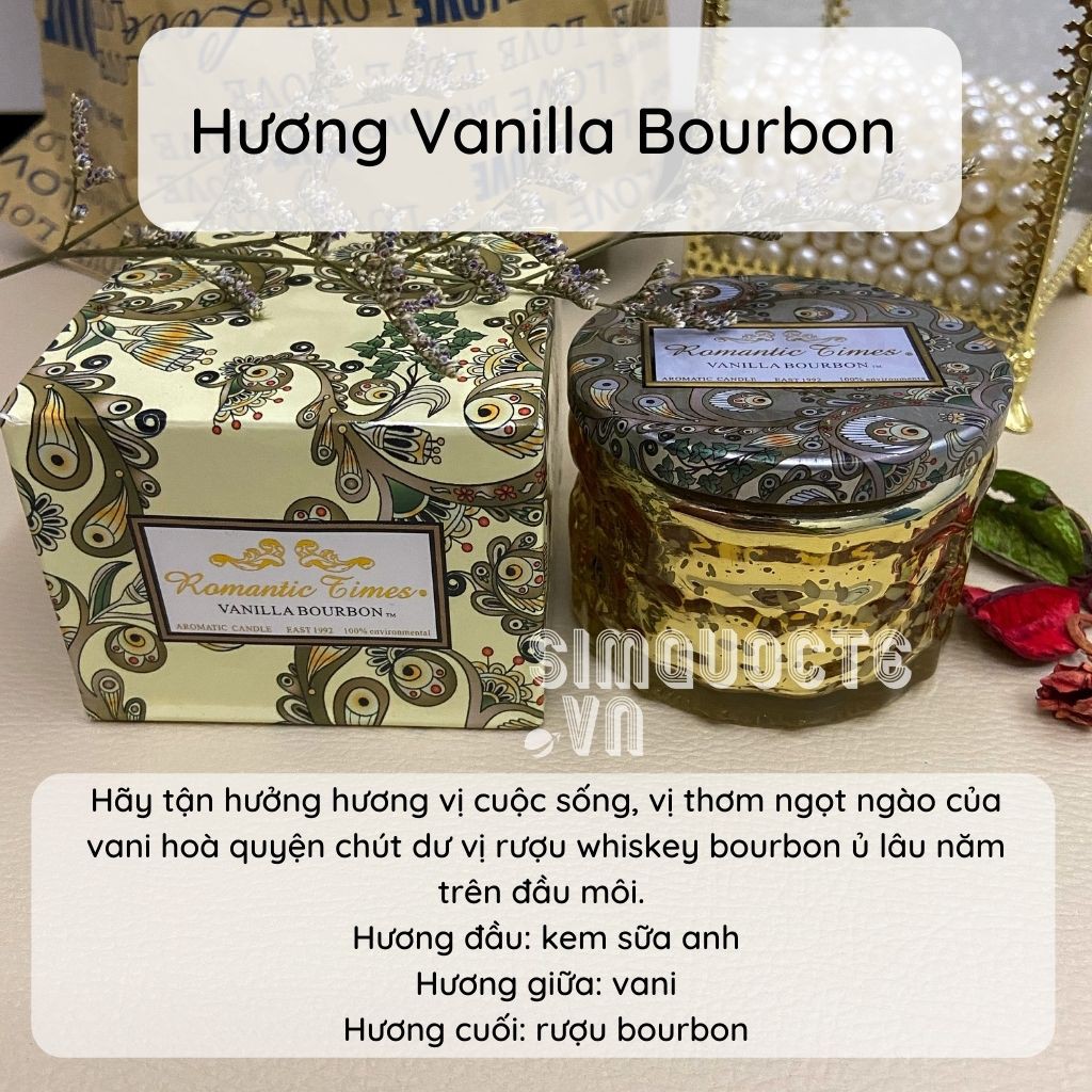 [Đốt 30h] Nến thơm Vanilla Bourbon với 3 tầng hương