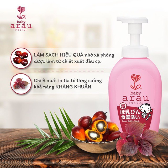 NƯỚC RỬA BÌNH ARAU BABY NHẬT CHAI 500ML/TÚI 450ML