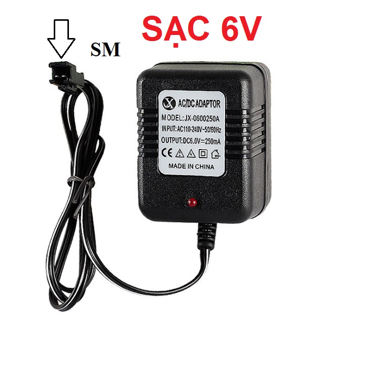 Sạc 6v cho pin xe điều khiển cổng SM