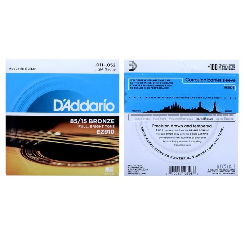 Bộ Dây Đàn Guitar Acoustic Cỡ 11 D'Addario EZ910 - EZ910