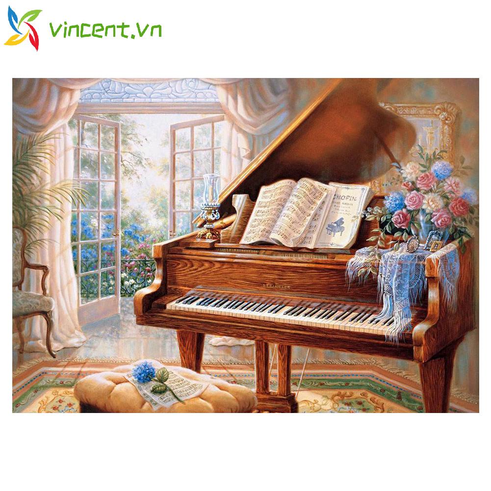 Bộ Tranh Đính Đá Tự Làm Toàn Bộ Hình Đàn Piano
