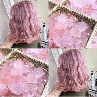 combo nhuộm Hồng KHoneyhói/ Honey Pink lên màu từ level 9 kèm oxi trợ nhuộm và găng tay