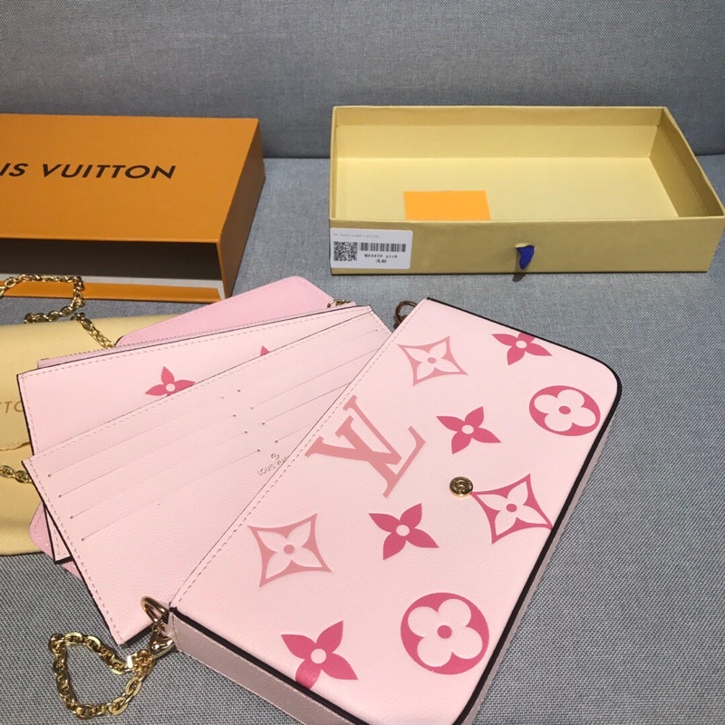 Túi ví đeo chéo LV Louis Vuitton màu hồng pastel họa tiết Monogram hiện đại cao cấp