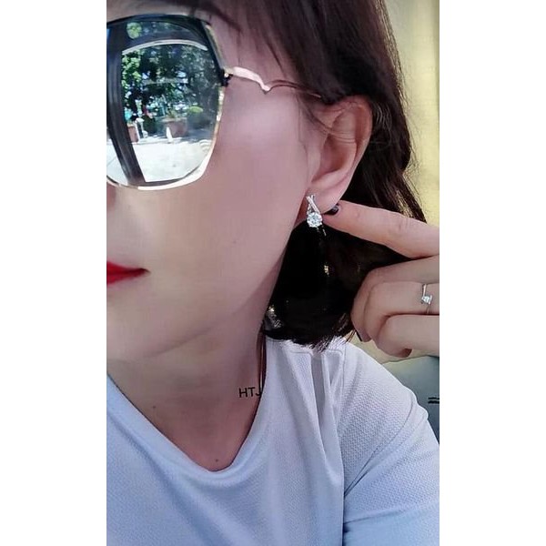 Sét trang sứ dây chuyền bông tai bạc đính đá nhỏ xinh xắn ms06/Trang sức bạc JQN