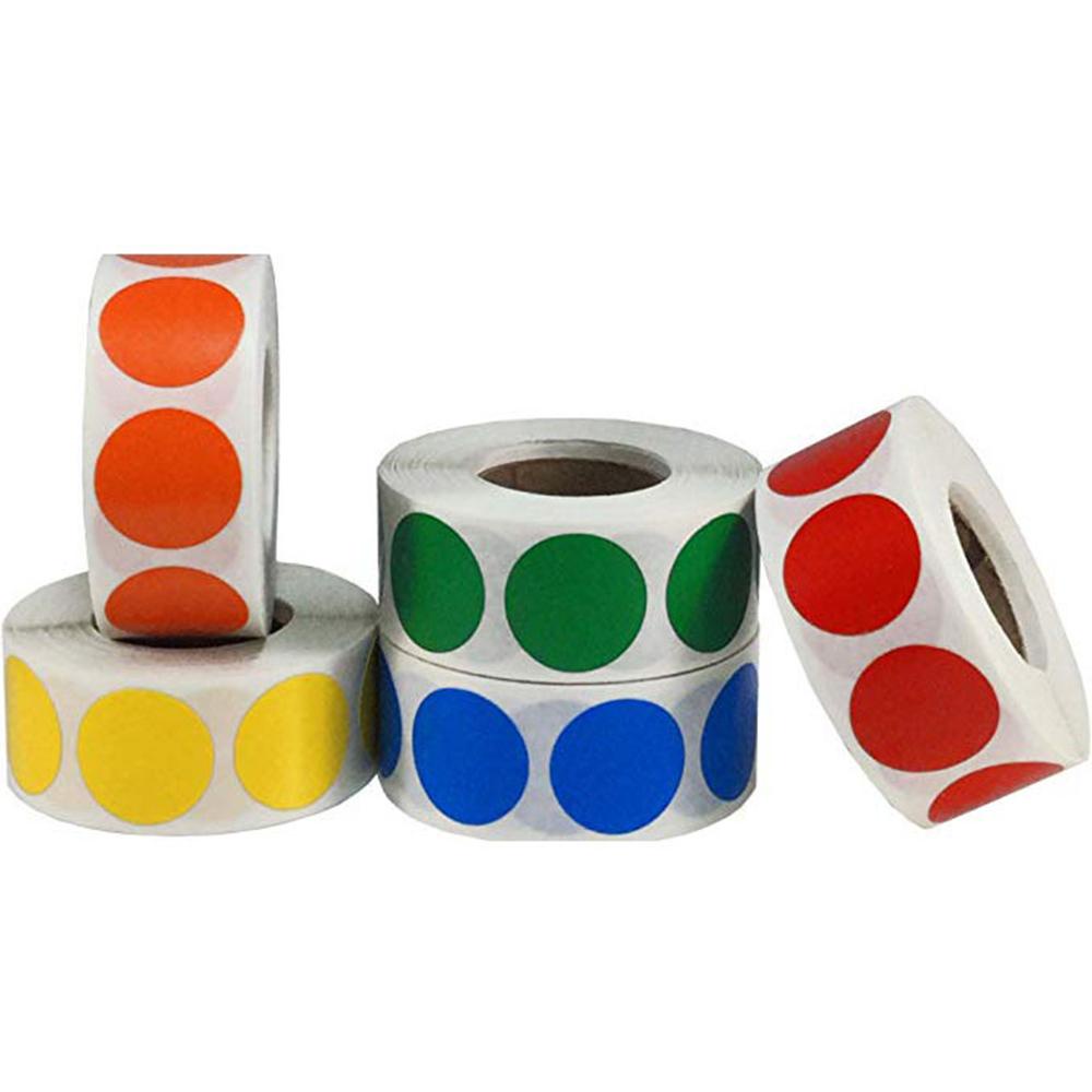 Cuộn 500 Nhãn Dán Giấy Kraft Màu Sắc Xinh Xắn 1 Inch