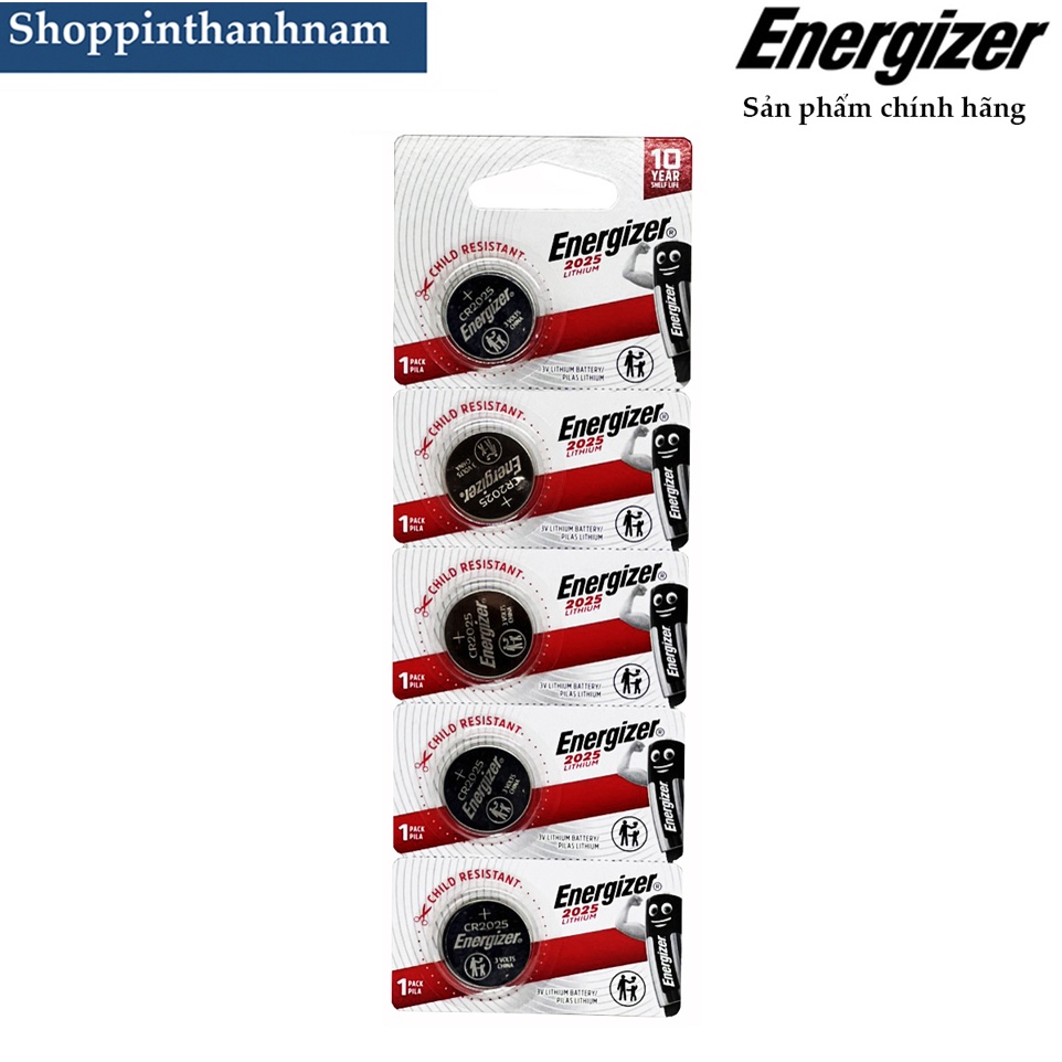 Pin CR2025 Energizer lithium 3V vỉ 5 viên chính hãng