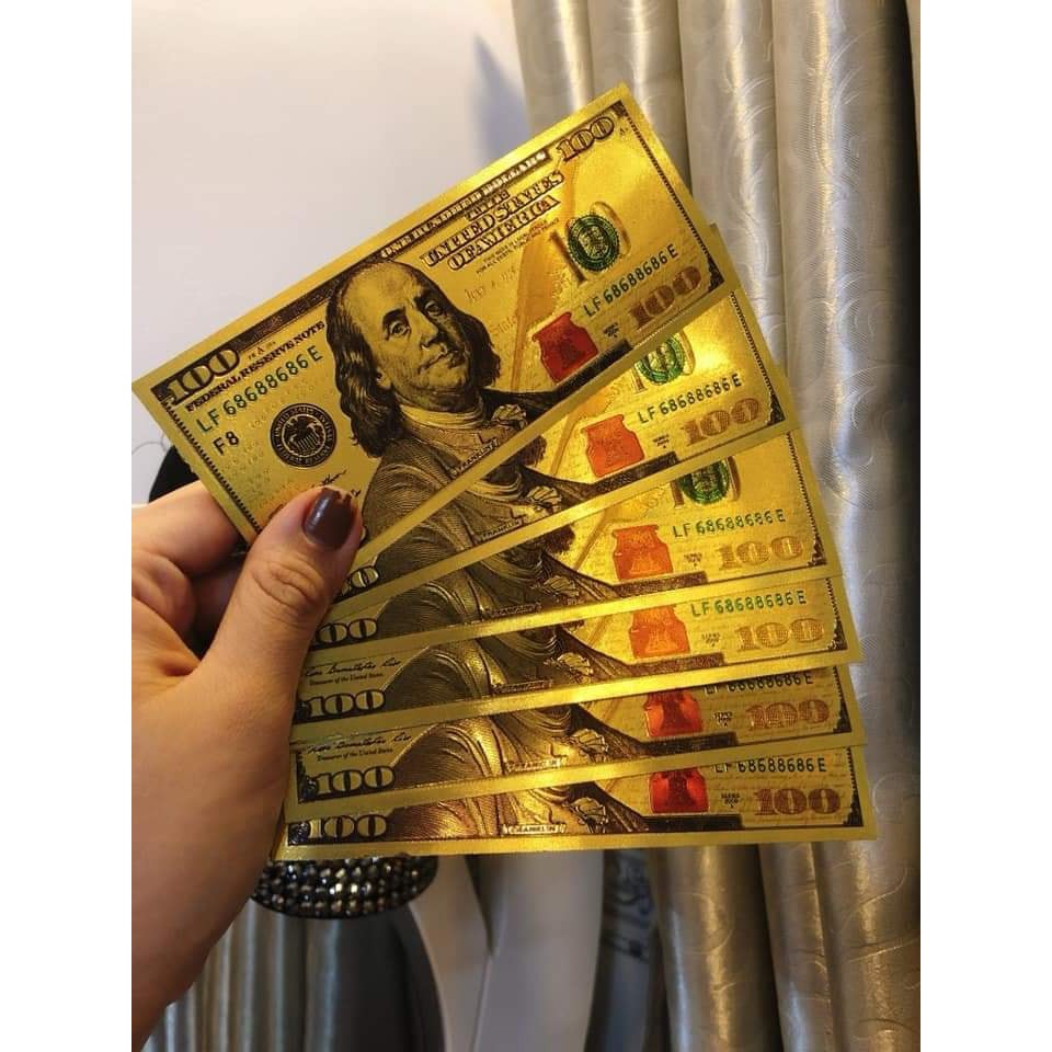 20-50-100 Tờ Tiền Đô La Mạ Vàng May Mắn (2$/100$)
