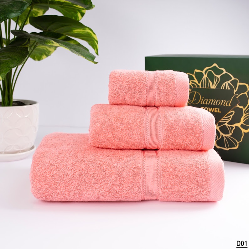 Khăn tắm gội mặt cao cấp Diamond với sợi bông cotton siêu dày thấm hút tốt, không đổ lông, không ra màu