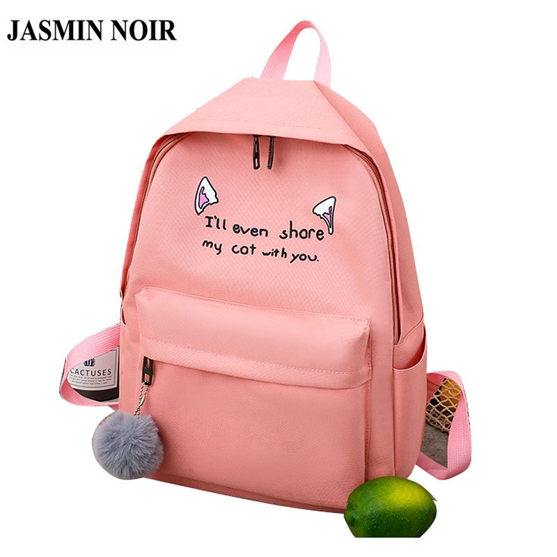 Ba Lô JASMIN NOIR Vải Canvas In Hình Thời Trang Cho Nữ