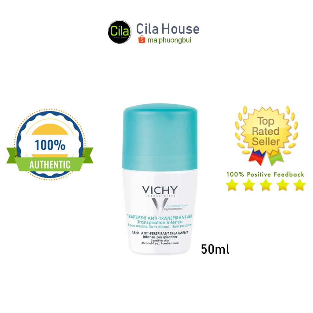 Lăn khử mùi Vichy Traitement Anti-transpirant 48h (Nắp Xanh) - Cila House