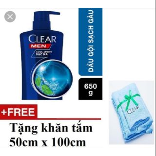 Dầu gội đầu Clear men 650g tặng khăn tắm cao cấp