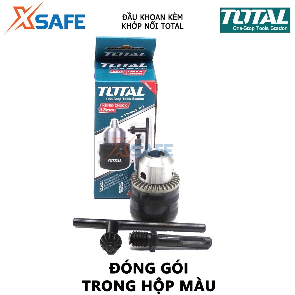 Đầu khoan kèm khớp nối TOTAL TAC451301.1 Đầu khoan có răng khả năng khoan 1.5-13mm, kích thước kết nối 1/2&quot; - [XSAFE]