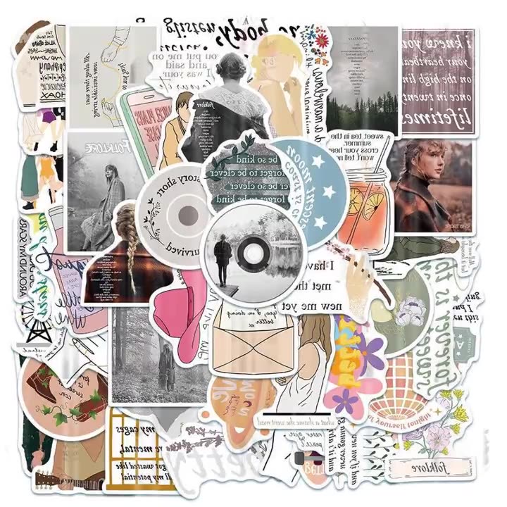 Bộ 50 Sticker Ca Sĩ Taylor Swift Chống Thấm Nước Dán Trang Trí Xe Hơi/ Laptop/ Điện Thoại