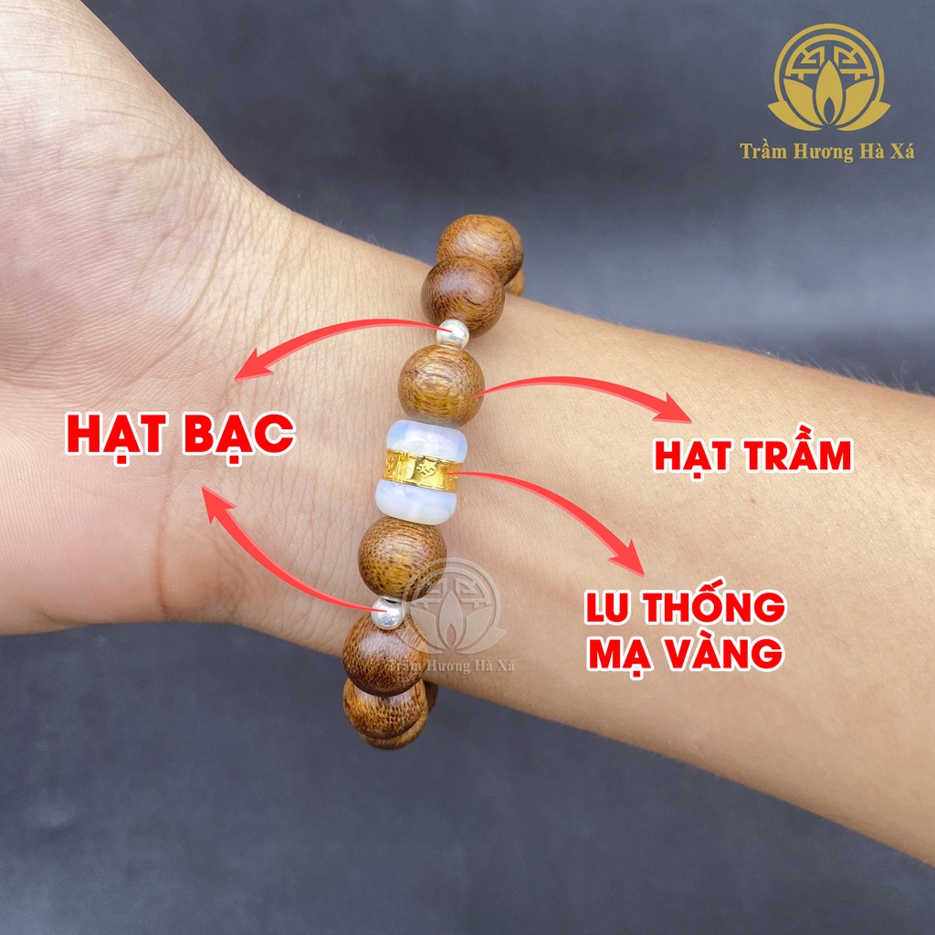 Vòng tay lu thống mạ vàng phong thủy trầm hương HÀ XÁ nam nữ mệnh kim mộc thủy hỏa thổ
