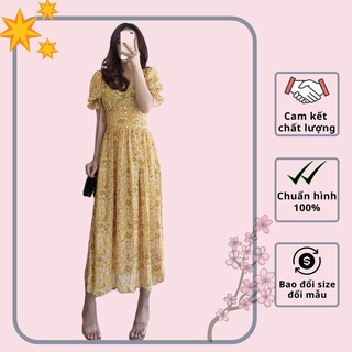 Đầm maxi hoa nhí màu vàng siêu xinh - vn382001