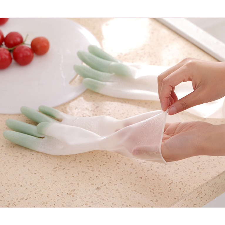 Găng tay rửa chén bằng cao su mỏng siêu bền tiện lợi dành cho nữ