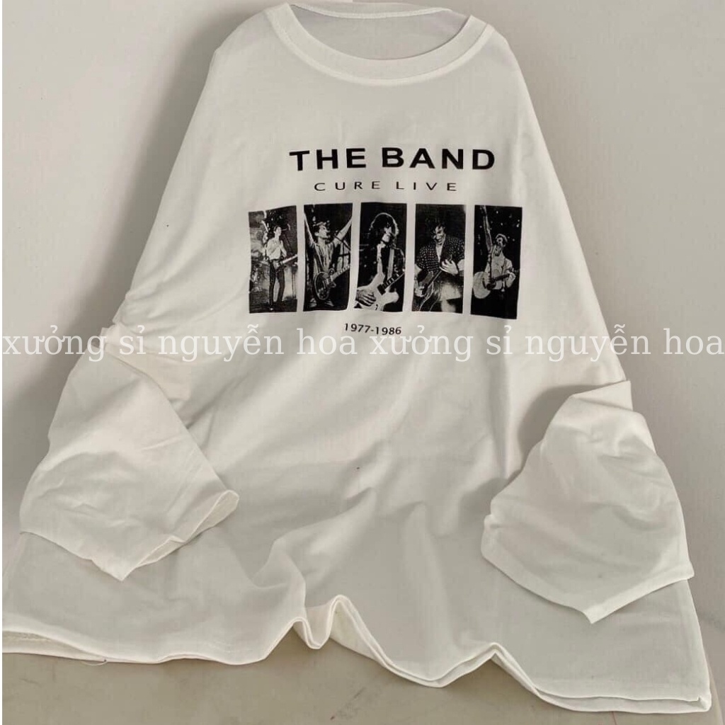 Áo nỉ unisex, áo nỉ ngoại dài tay in chữ THE BAND form rộng nam nữ mặc được 3 màu trắng xanh xám Xưởng Sỉ Nguyễn Hoa