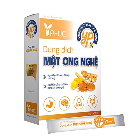 Dung Dịch Mật Ong Nghệ  YPHUC hỗ trợ người bị viêm loét dạ dày, tá tràng, giảm các triệu chứng đầy hơi khó tiêu